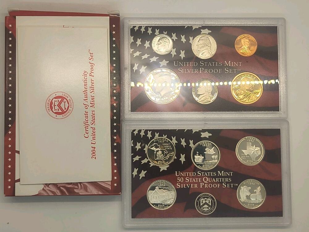 2004-S US Silver Proof Set - 11 Coin Set - Original Box & COA - 90% Silver